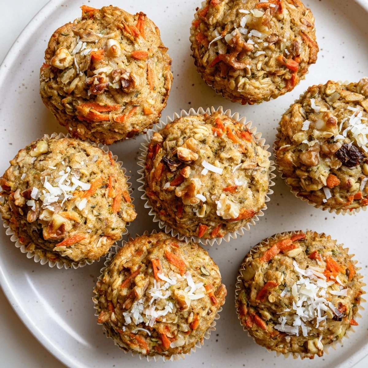 Moist Morning Glory muffins studded with nuts and coconut, perfect wholesome breakfast treat alongside a steaming cup of coffee
