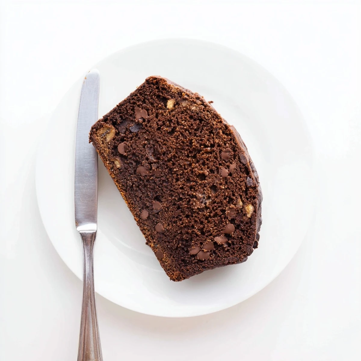 Dark chocolate espresso banana bread featuring a tender crumb with espresso swirl and chocolate chunks throughout