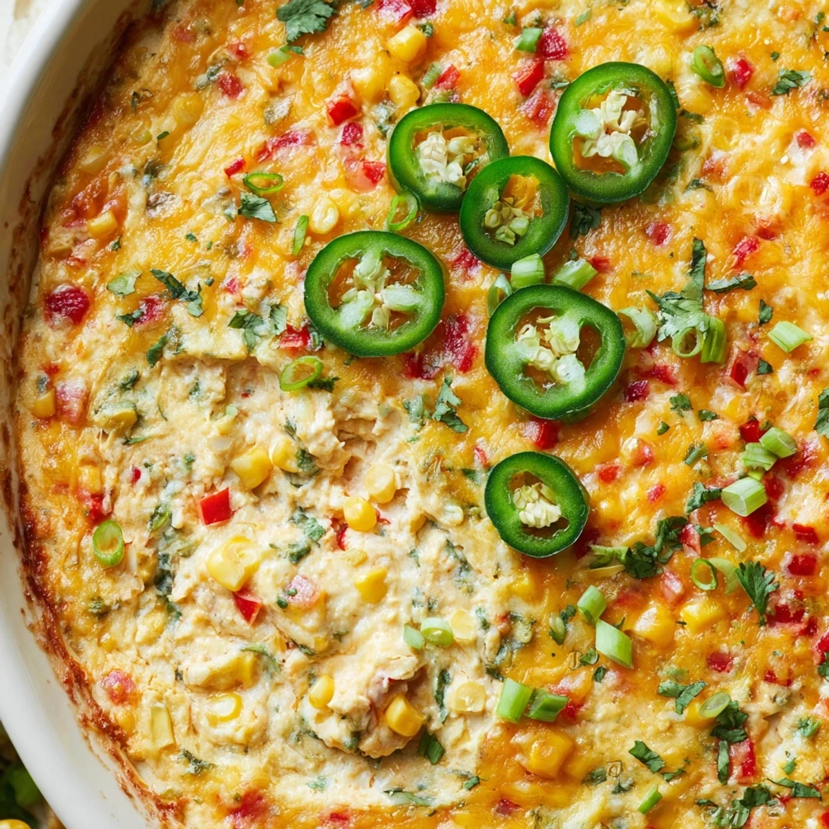 Creamy Spicy Roasted Jalapeno Cowboy Cream Cheese Dip bubbling with melted cheddar in a cast iron skillet