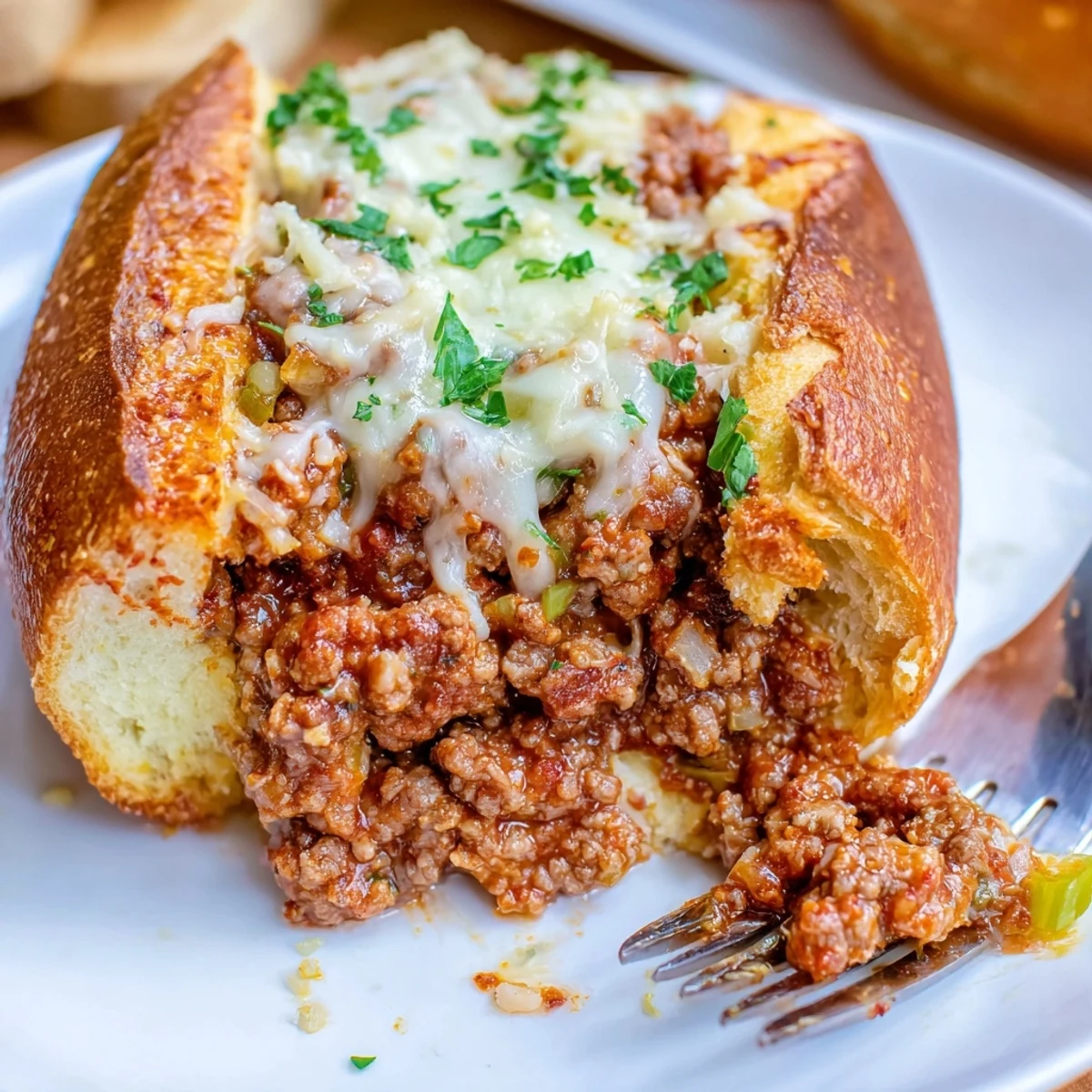 Piled high, buttery halves cradle savory beef filling in Garlic Bread Sloppy Joes