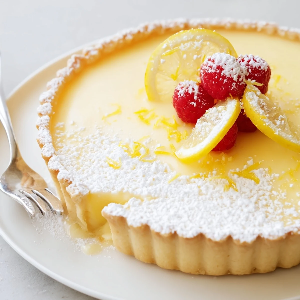 Creamy Lemon Tart Recipe with silky filling and golden, buttery crisp crust
