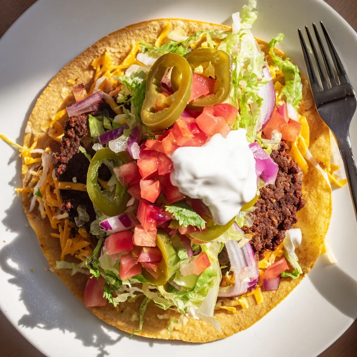 Golden crispy beef smash tacos loaded with melted cheddar and fresh toppings on a griddle