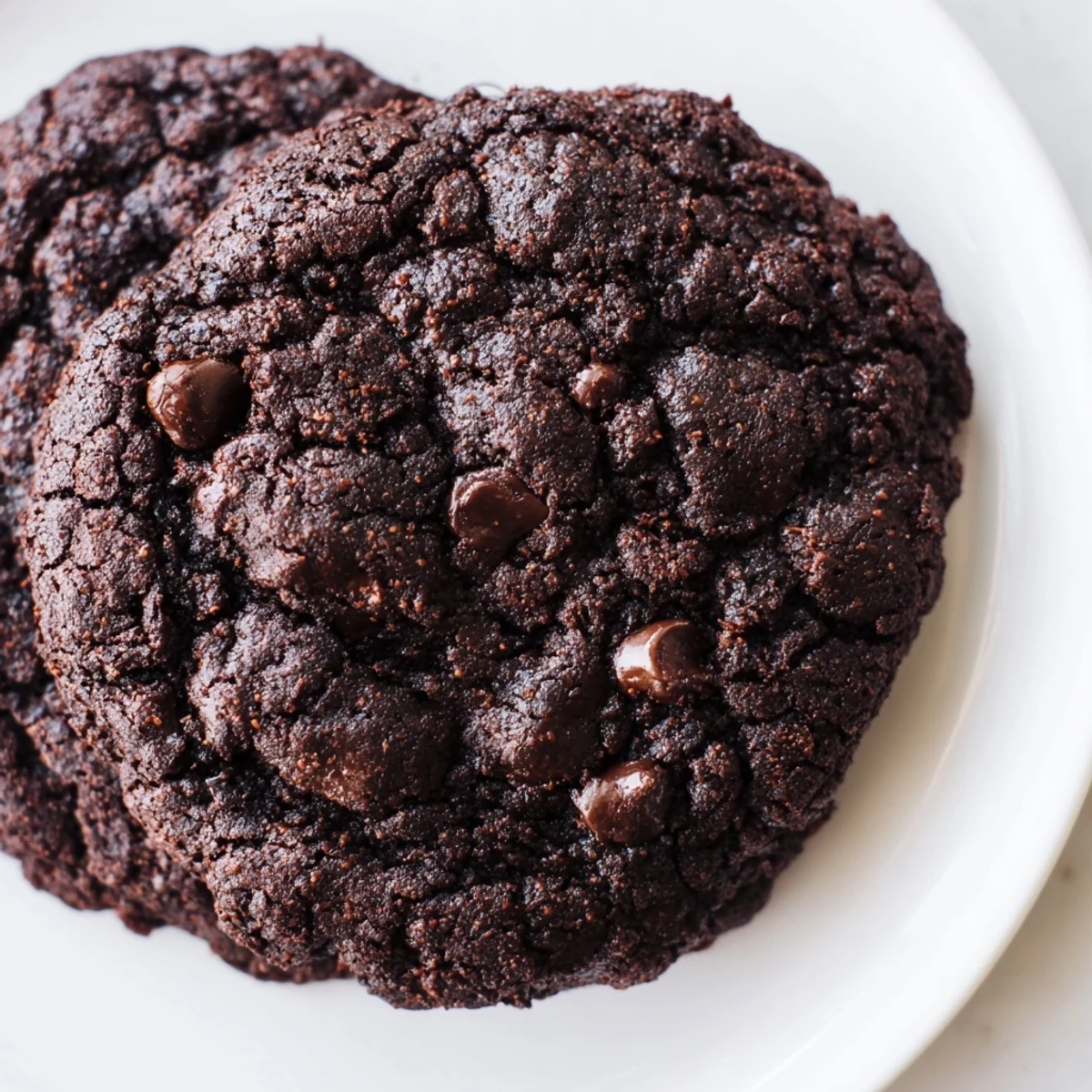 Rich dark chocolate espresso cookies with soft centers and crisp edges