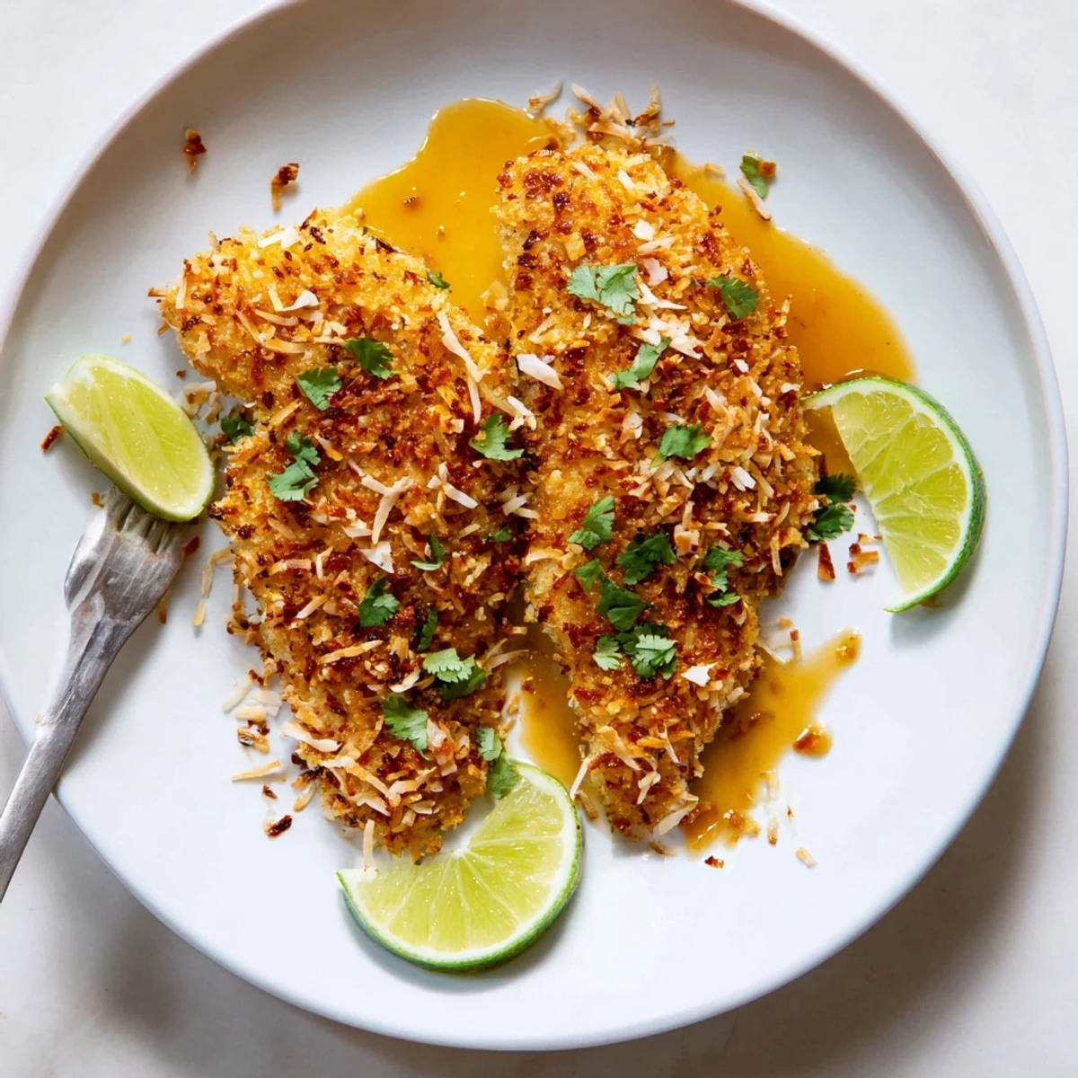 Baked Coconut Chicken With Apricot Sauce, juicy breast with tangy-sweet glaze