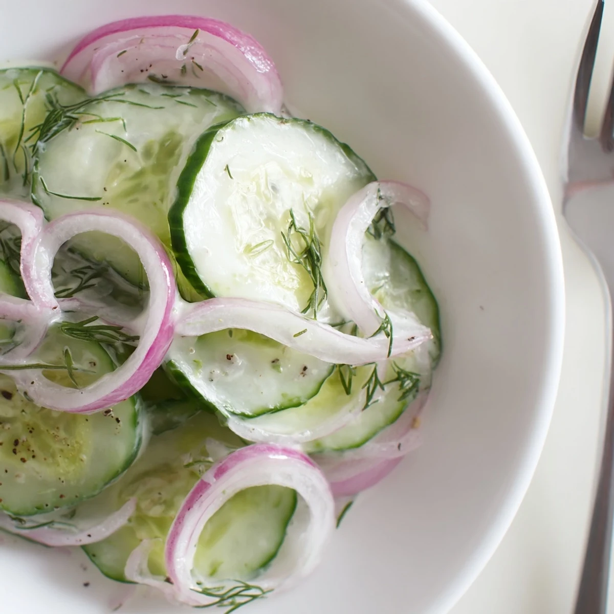 Bright Cucumber Salad with thinly sliced red onion, refreshing summer side