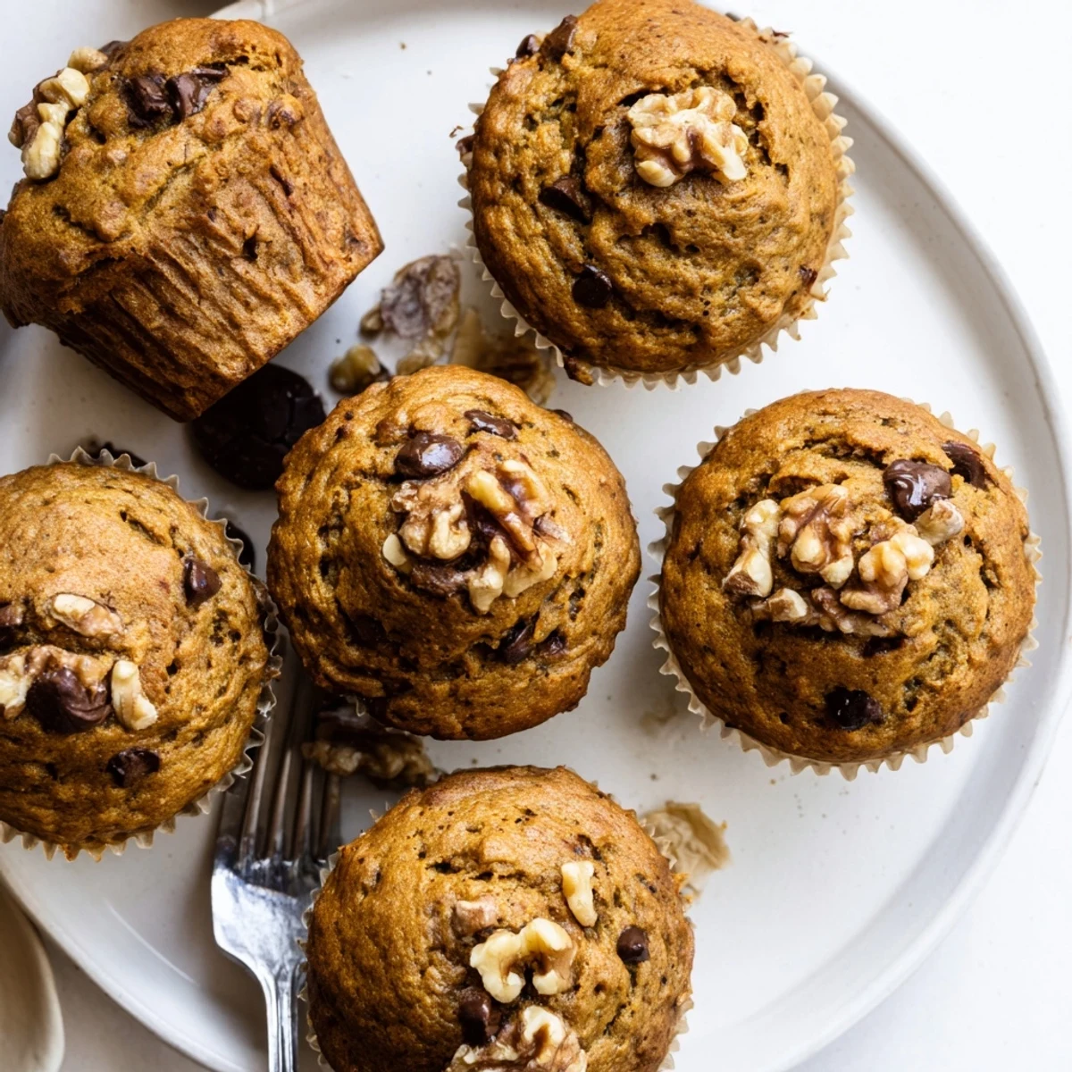 Moist squash and banana muffins fresh from the oven with rising steam