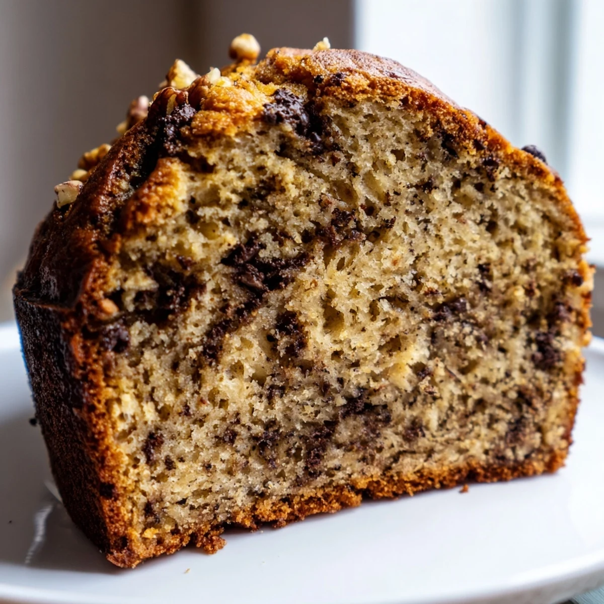 Moist banana cake fresh from the oven with a tender crumb texture