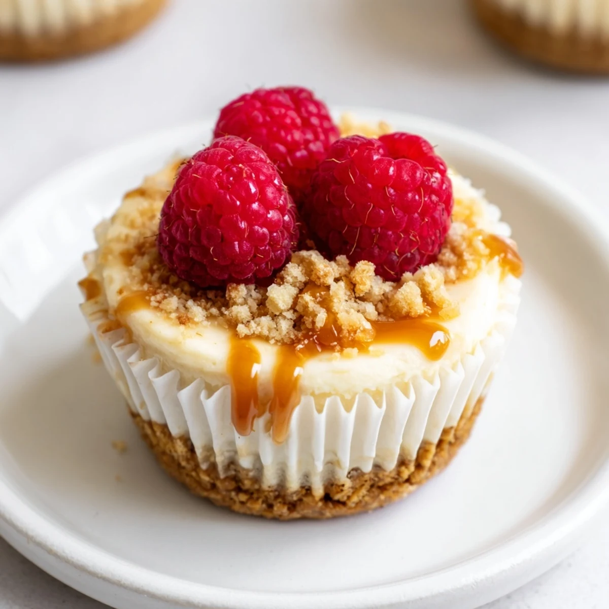 Golden graham cracker crusts cradle silky mini cheesecake filling dusted with powdered sugar